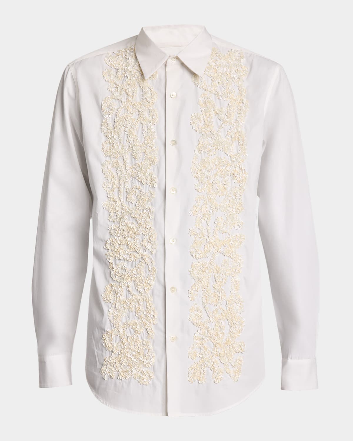 Dries Van Noten Men 's Curles Cotton Embellished-Front Dress Shirt