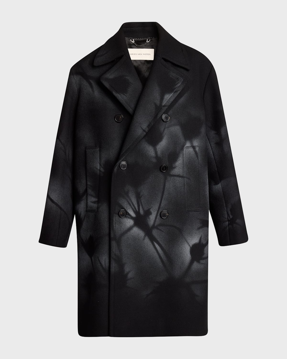 Dries Van Noten Men's Racos Printed Double-breasted Coat In Animal Print