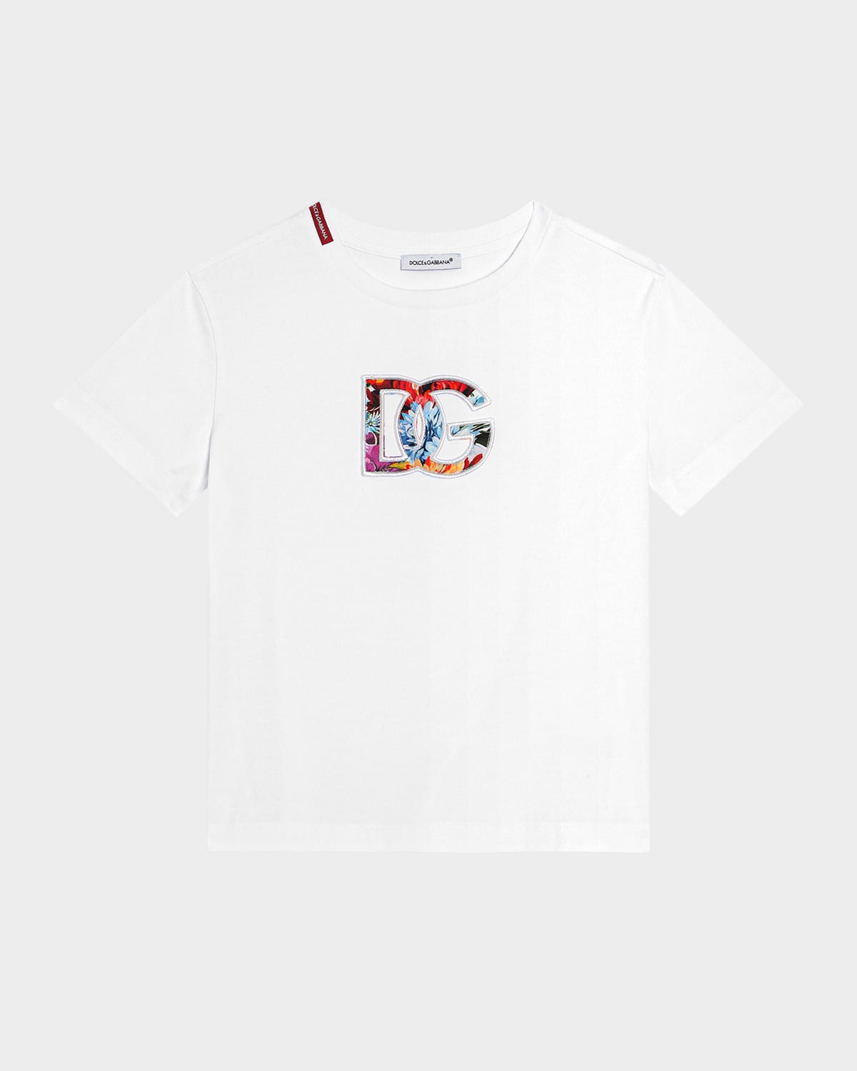 Dolce & Gabbana Girl's Dg Floral Logo Cotton Jersey T-shirt In White