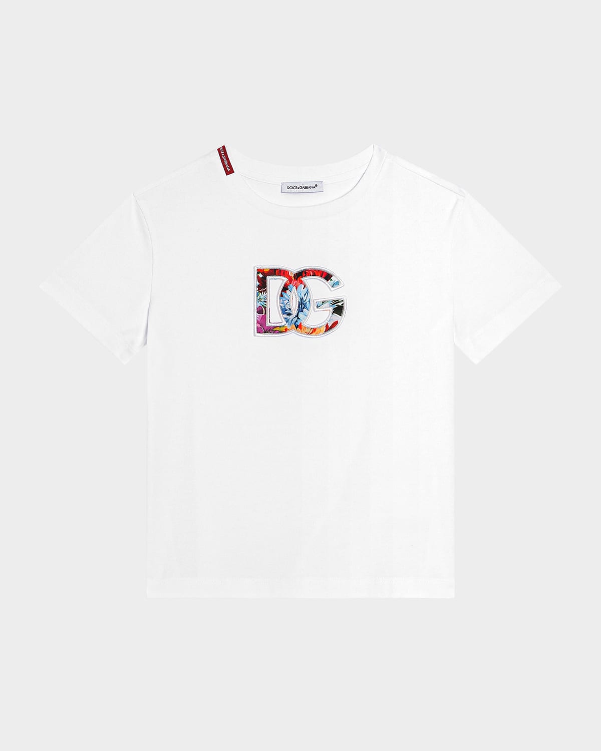Dolce & Gabbana Girl's Dg Floral Logo Cotton Jersey T-shirt In White