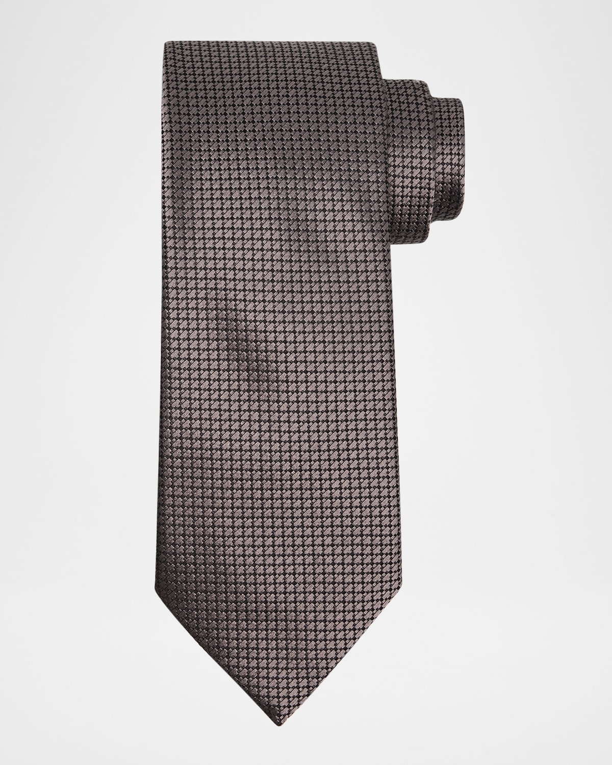 Zegna Men's Neat Micro-jacquard Silk Tie In Gray