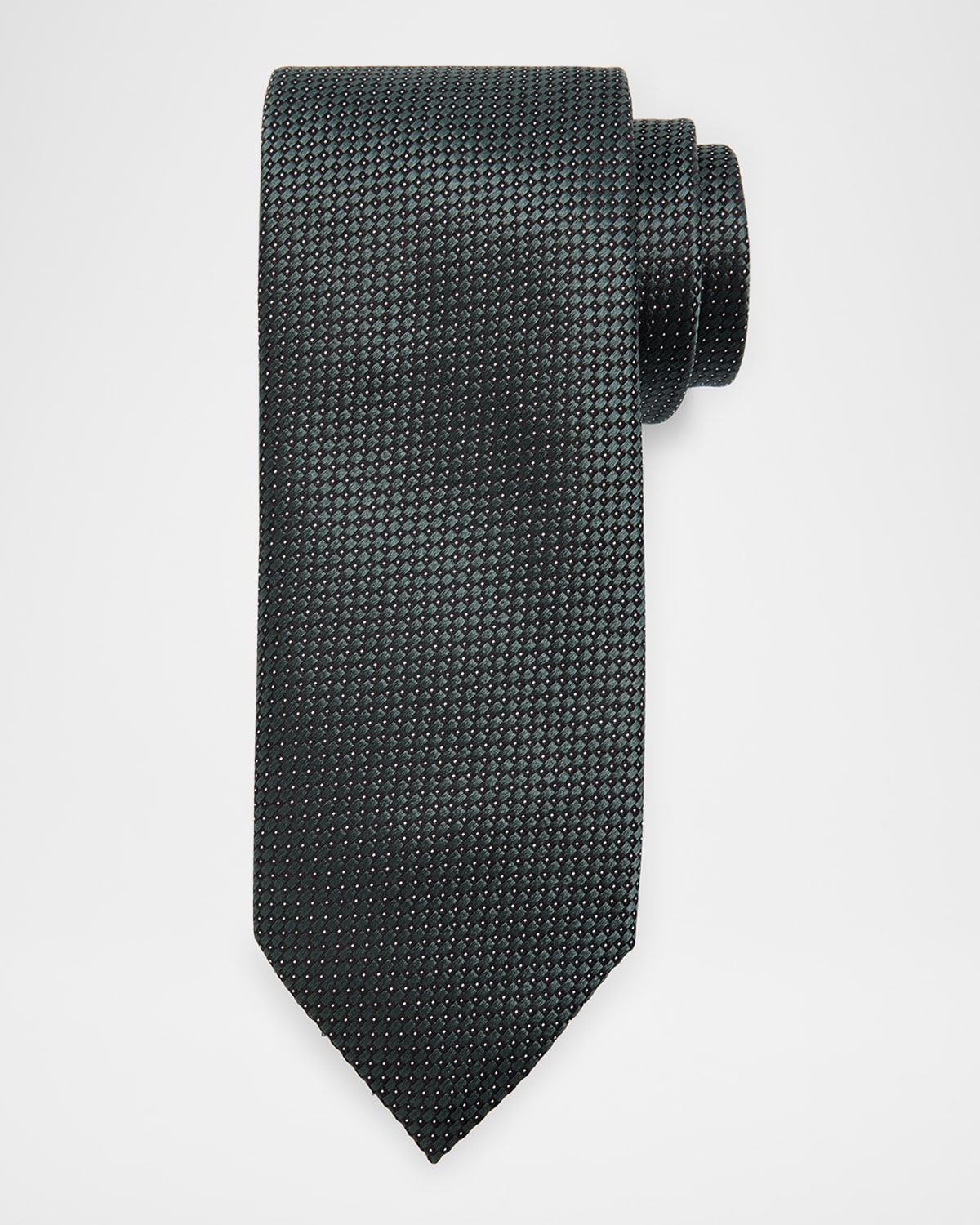 Zegna Dotted Silk Tie In Green