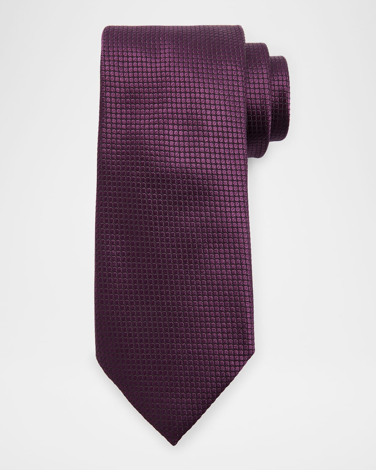 Zegna Men's Micro-geometric Jacquard Silk Tie In Burgundy