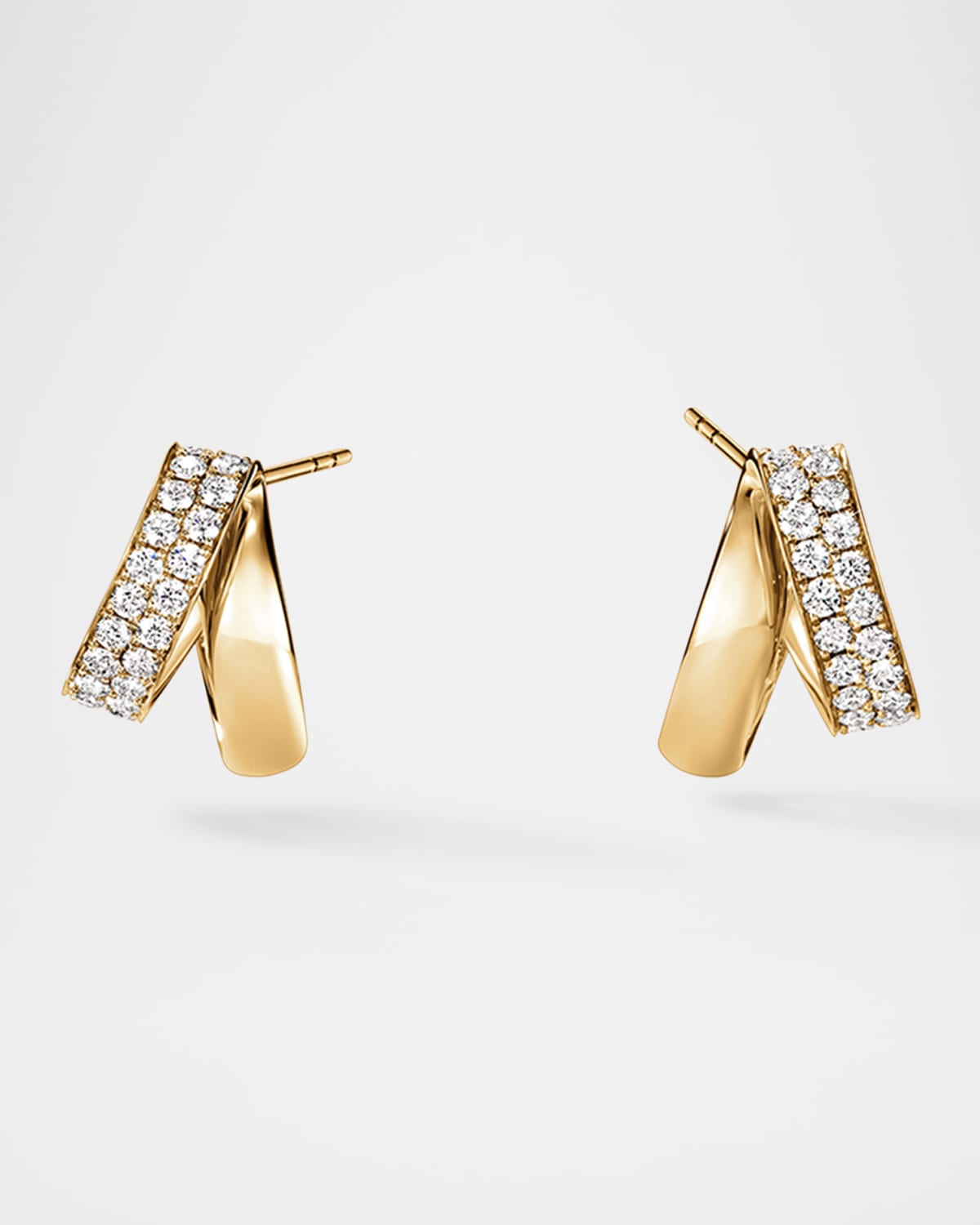 18K Yellow Gold Inside Out Spiral Diamond Earrings