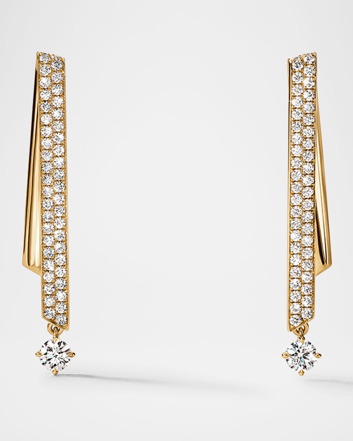 18K Yellow Gold Inside Out Diamond Flip Petite Drop Earrings