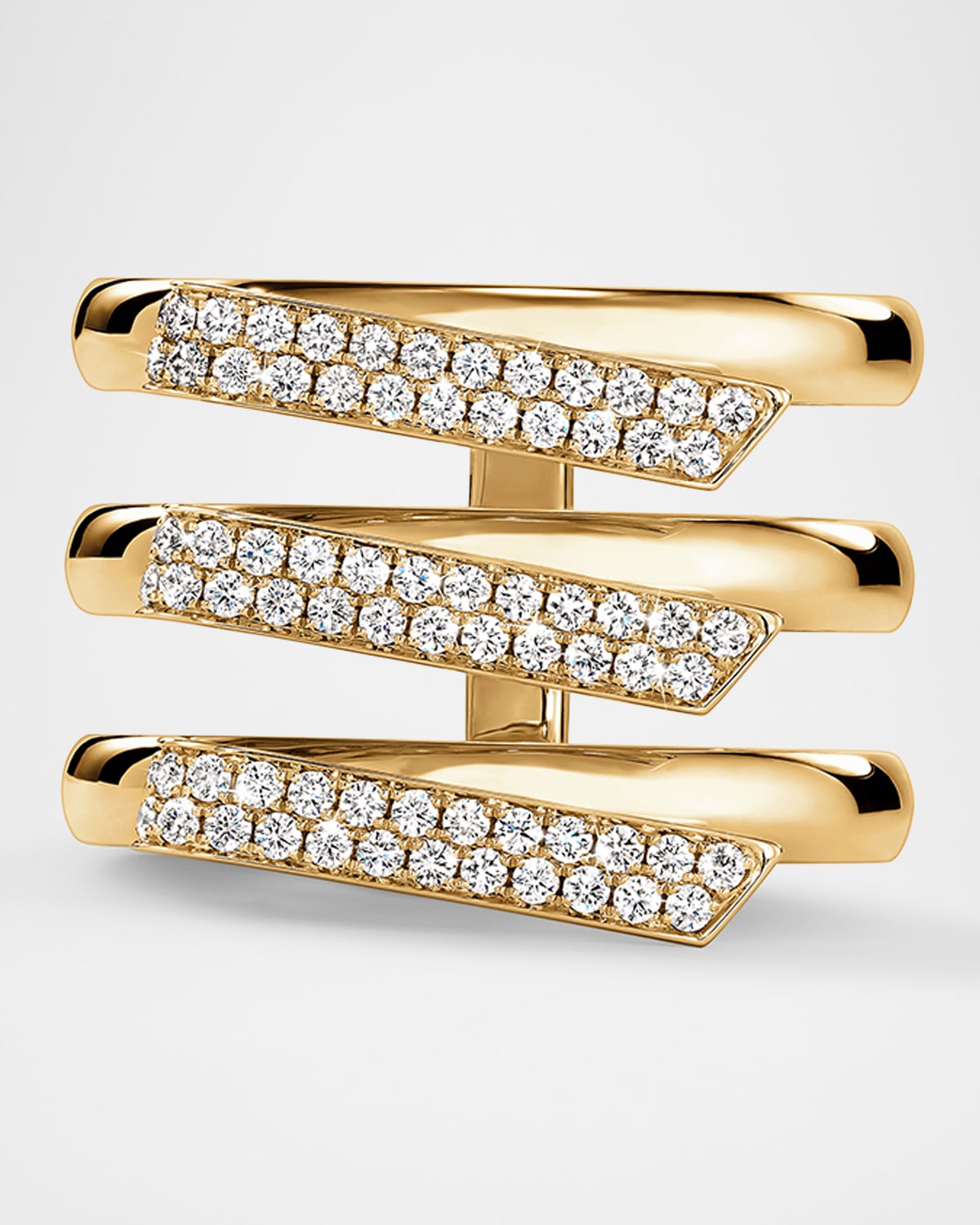 18K Yellow Gold Inside Out Diamond Trio Band Ring