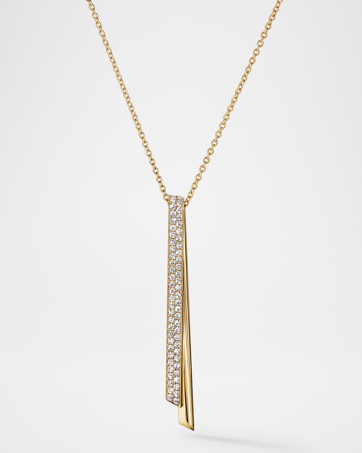 18K Yellow Gold Inside Out Diamond Flip Drop Pendant Necklace