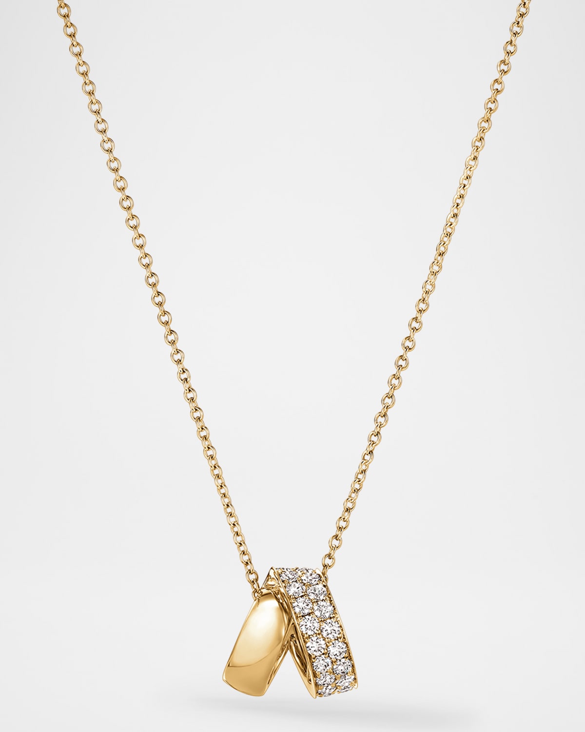 18K Yellow Gold Inside Out Spiral Diamond Pendant Necklace