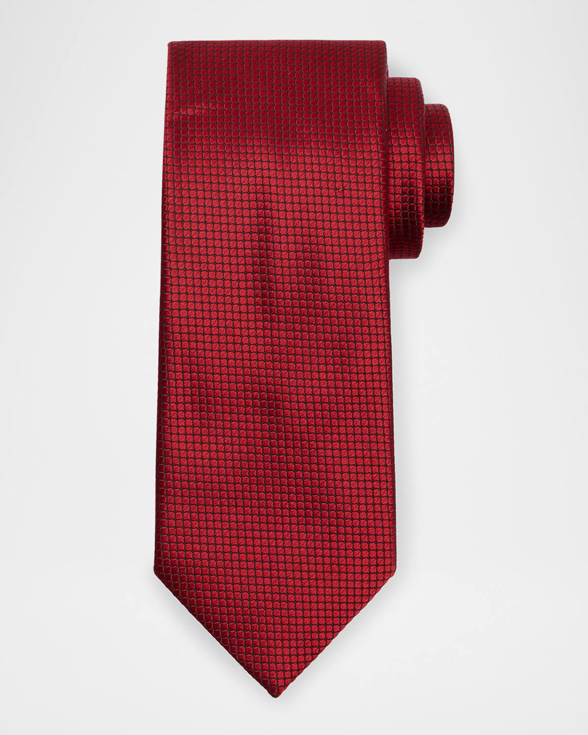 Zegna Men's Micro-geometric Jacquard Silk Tie In Red