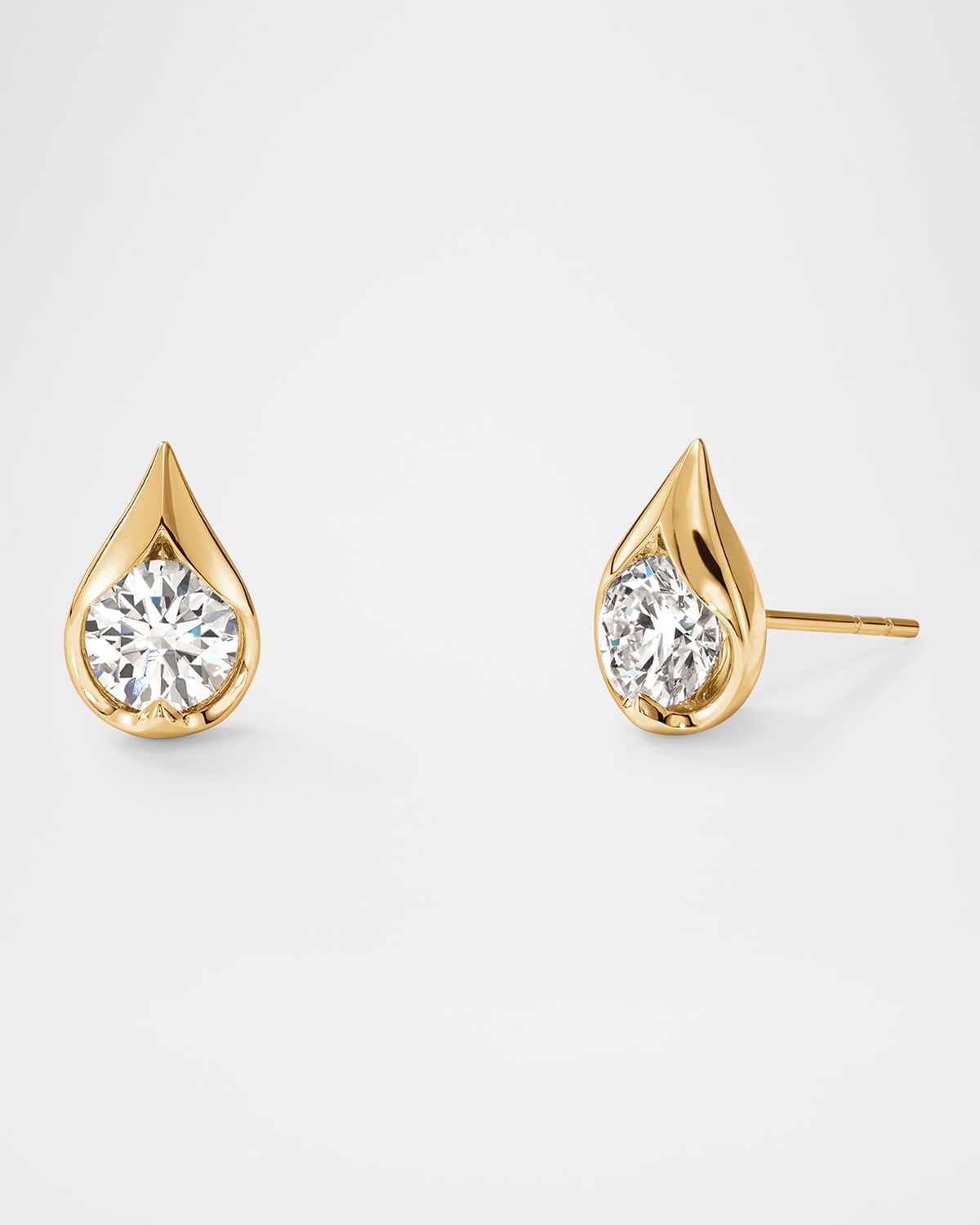 18K Yellow Gold LU Diamond Droplet Stud Earrings