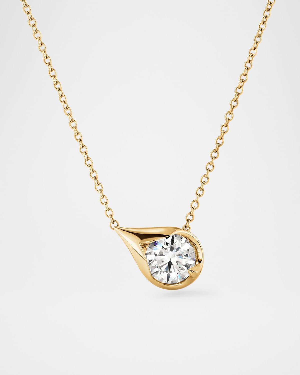 18K Yellow Gold LU Diamond Droplet Pendant Necklace