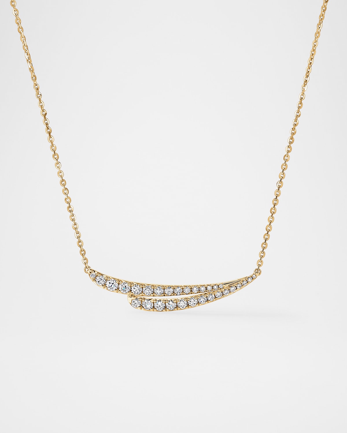 18K Yellow Gold Vela French-Cut Pave Diamond Pendant Necklace