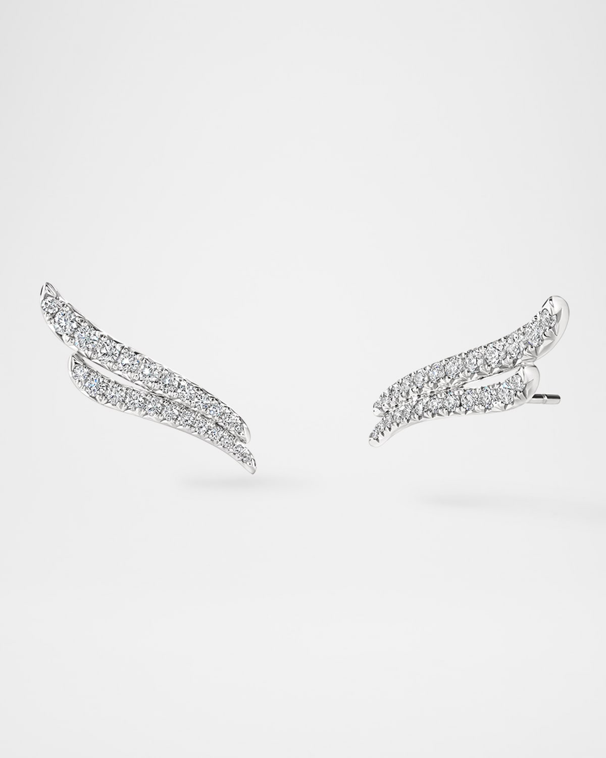 18K White Gold Vela French-Cut Double Row Diamond Climber Earrings