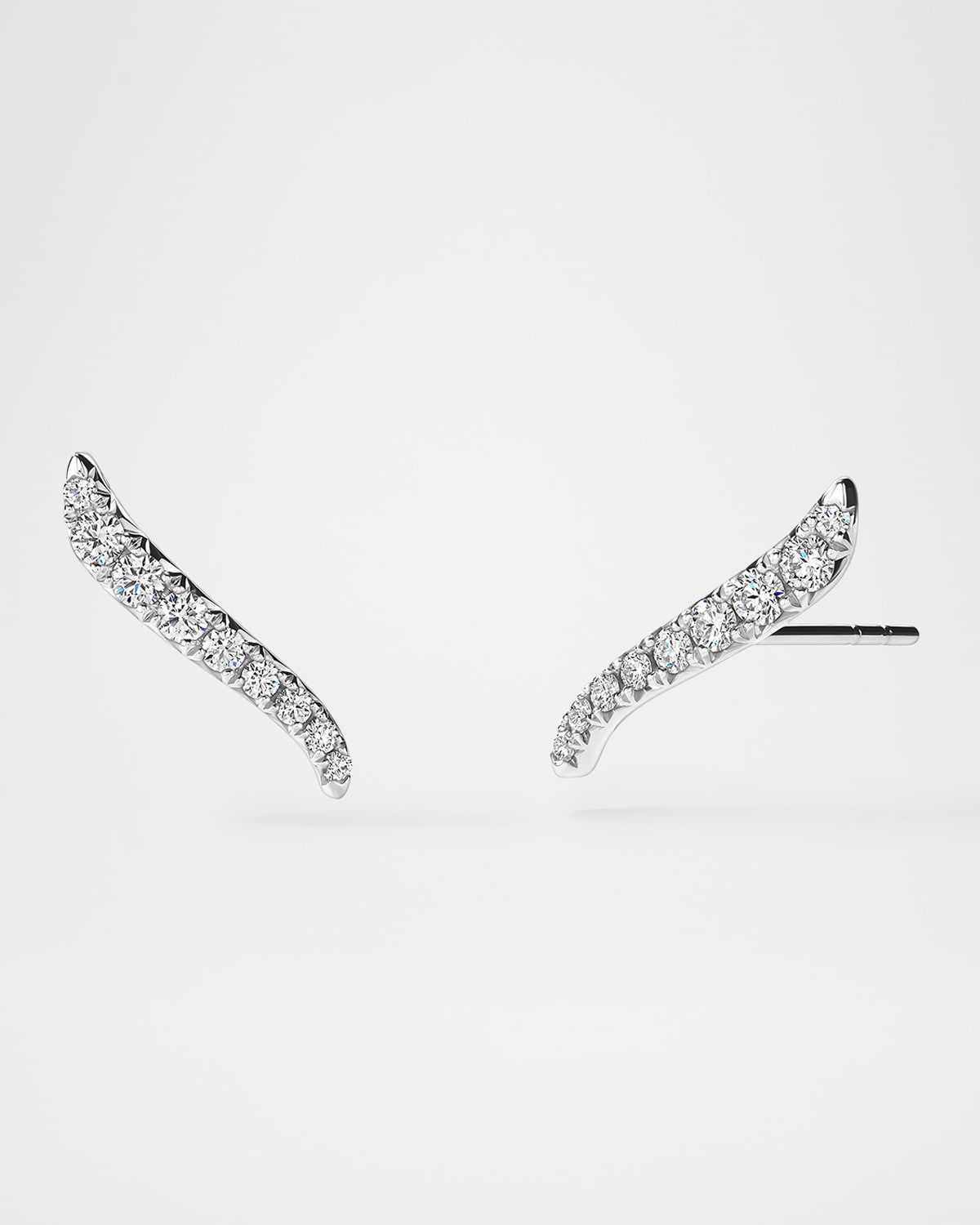 18K White Gold Vela French-Cut Pave Diamond Climber Earrings