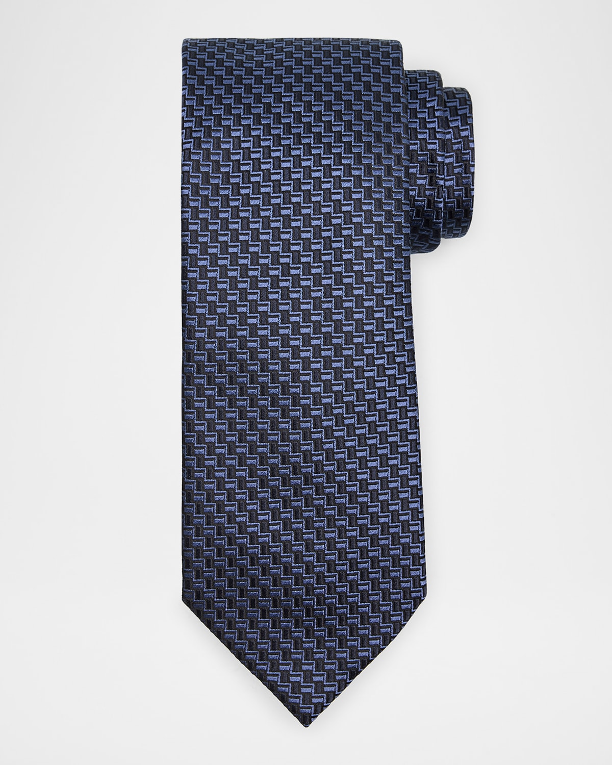 Zegna Men's Bicolor Basketweave Silk Tie In Blue