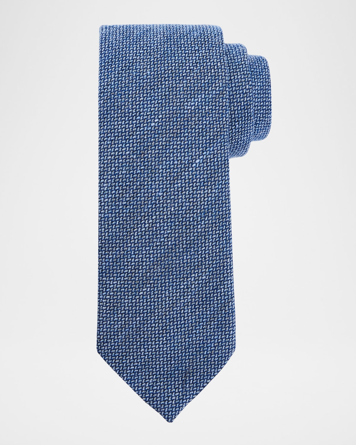 Zegna Men's Textured Wool And Silk Tie In Blue