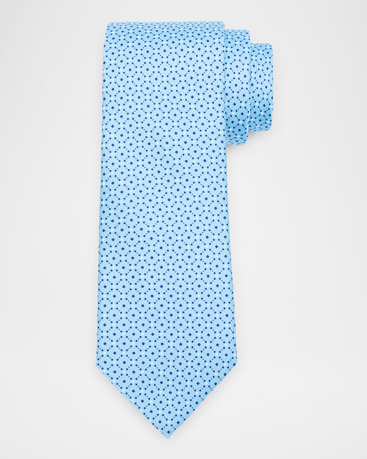 Zegna Men's Lattice-print Silk Tie In Blue