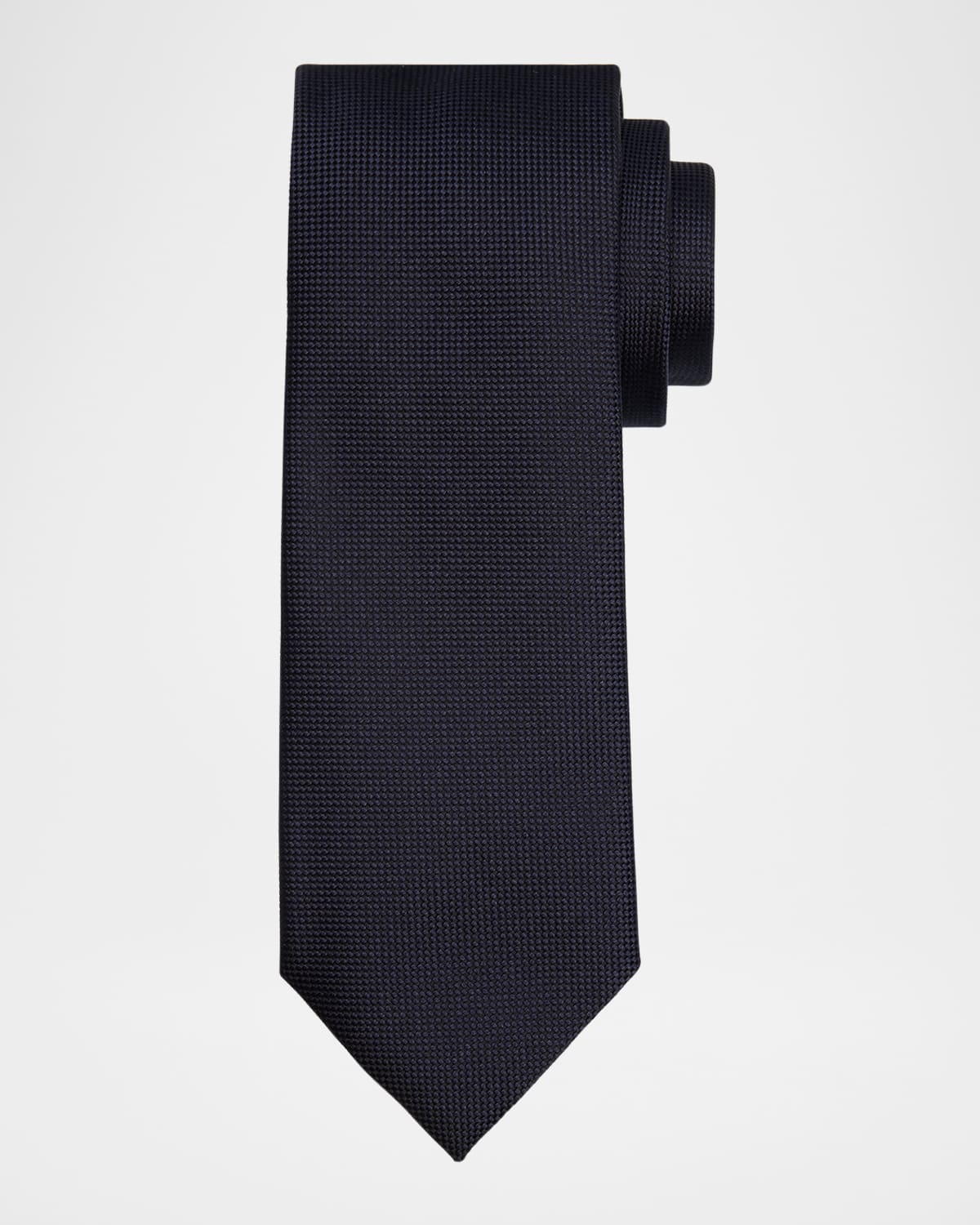 Zegna Men's Tic-weave Silk Tie In Black