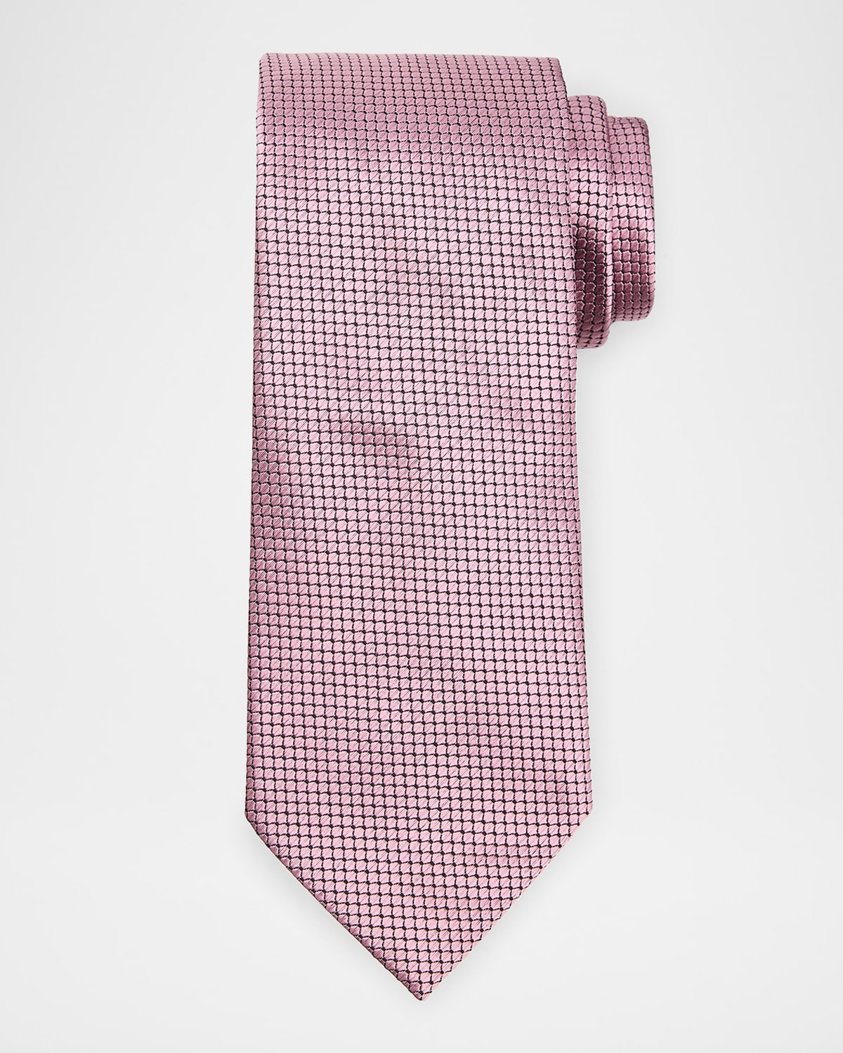 Zegna Men's Tonal Micro-geometric Silk Tie In Pink
