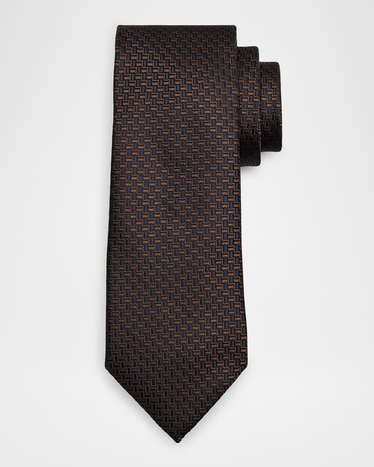 Zegna Men's Bicolor Basketweave Silk Tie In Brown