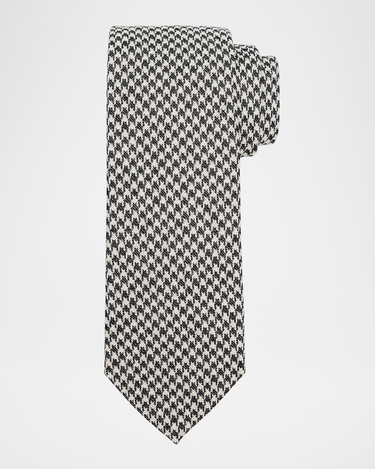 Zegna Men's Houndstooth Wool And Silk Tie In Gray