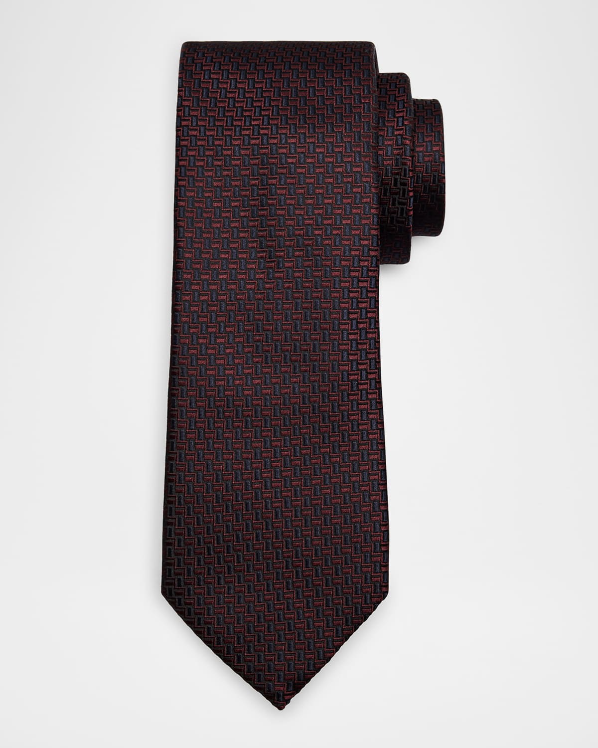 Zegna Men's Bicolor Basketweave Silk Tie In Black