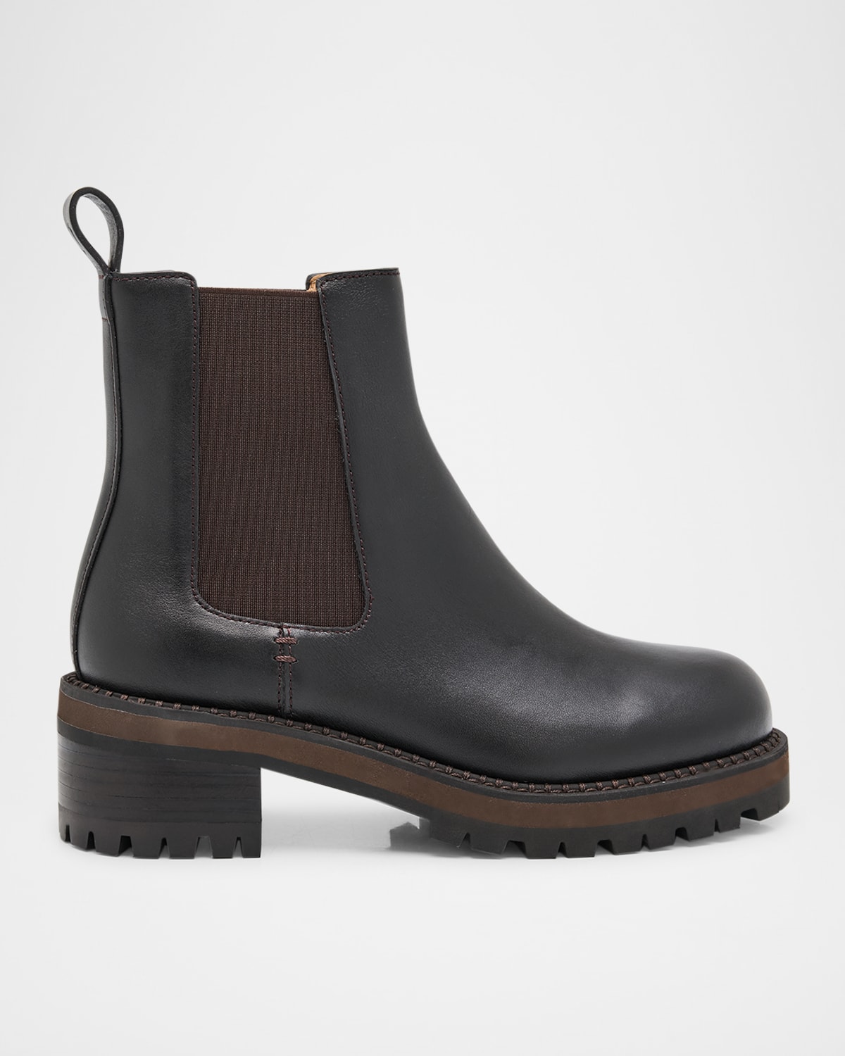 Odissi Faye Leather Lug-sole Chelsea Booties In Black