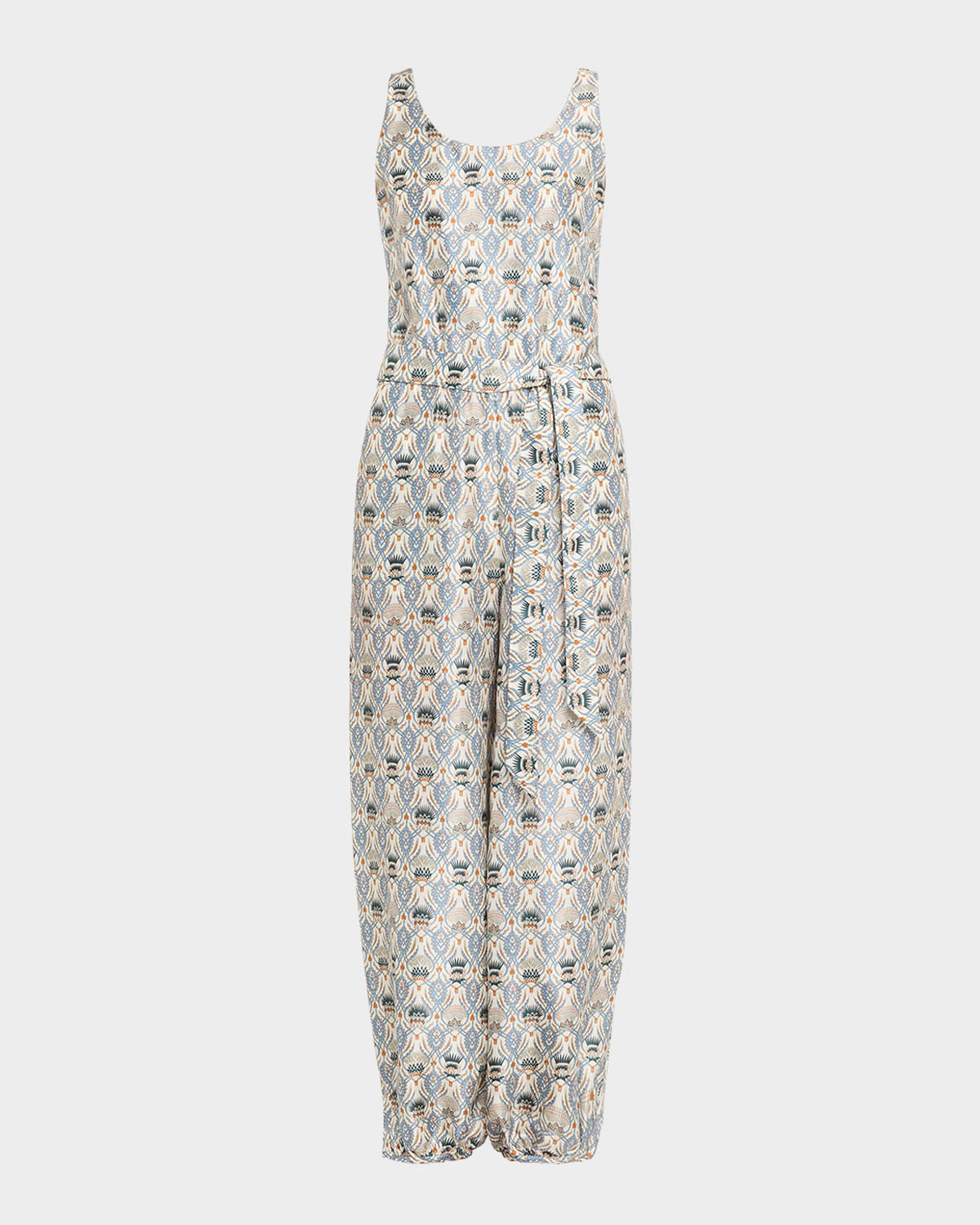 Loro Piana Nadia Belted Wide-leg Cuffed Romper In Multi