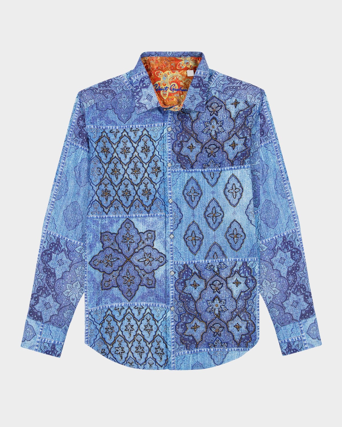 Men's Beaded Patchwork Sport Shirt