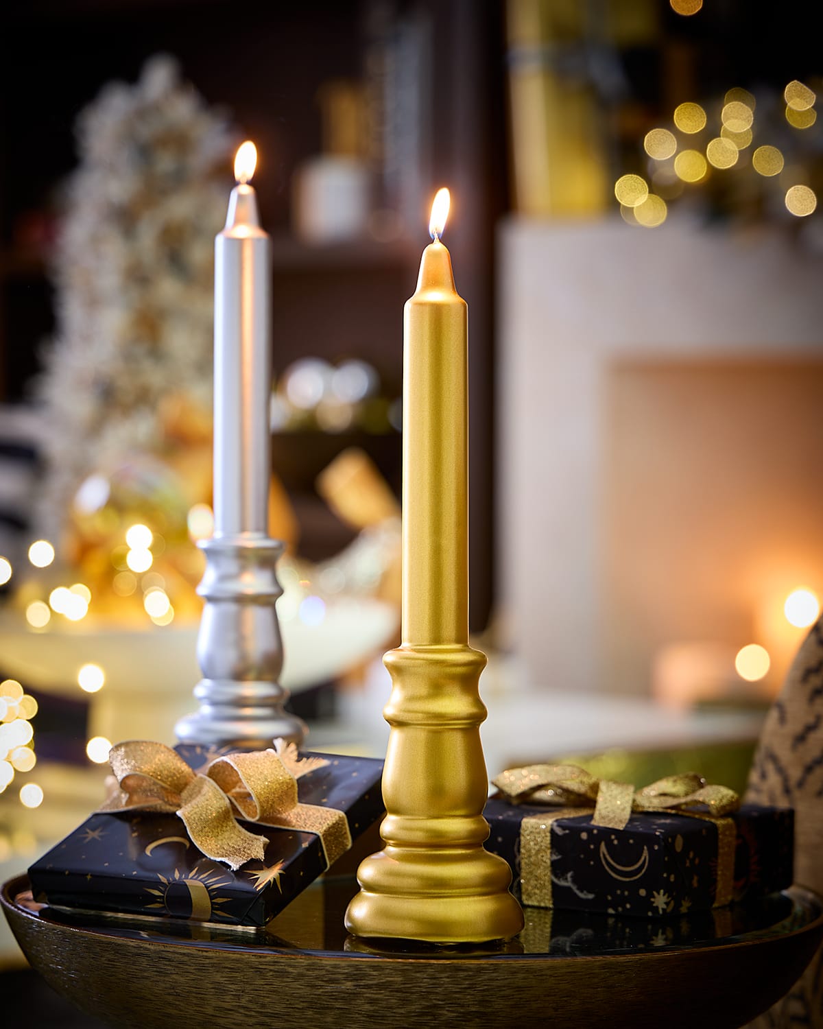 Neiman Marcus Candlestick-shaped Candle, Gold In Gold