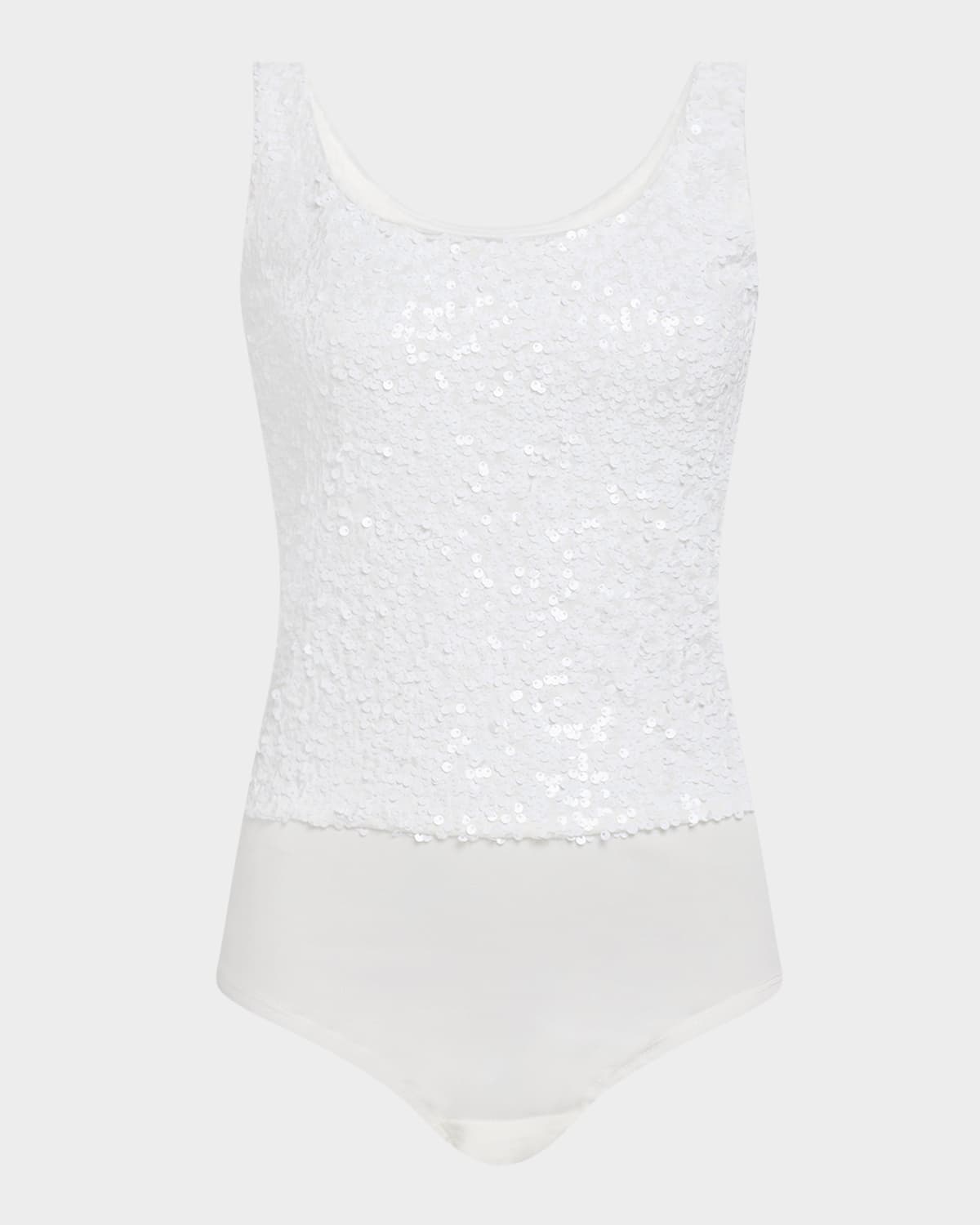 Generation Love Dina Sequined Scoop-neck Bodysuit In White