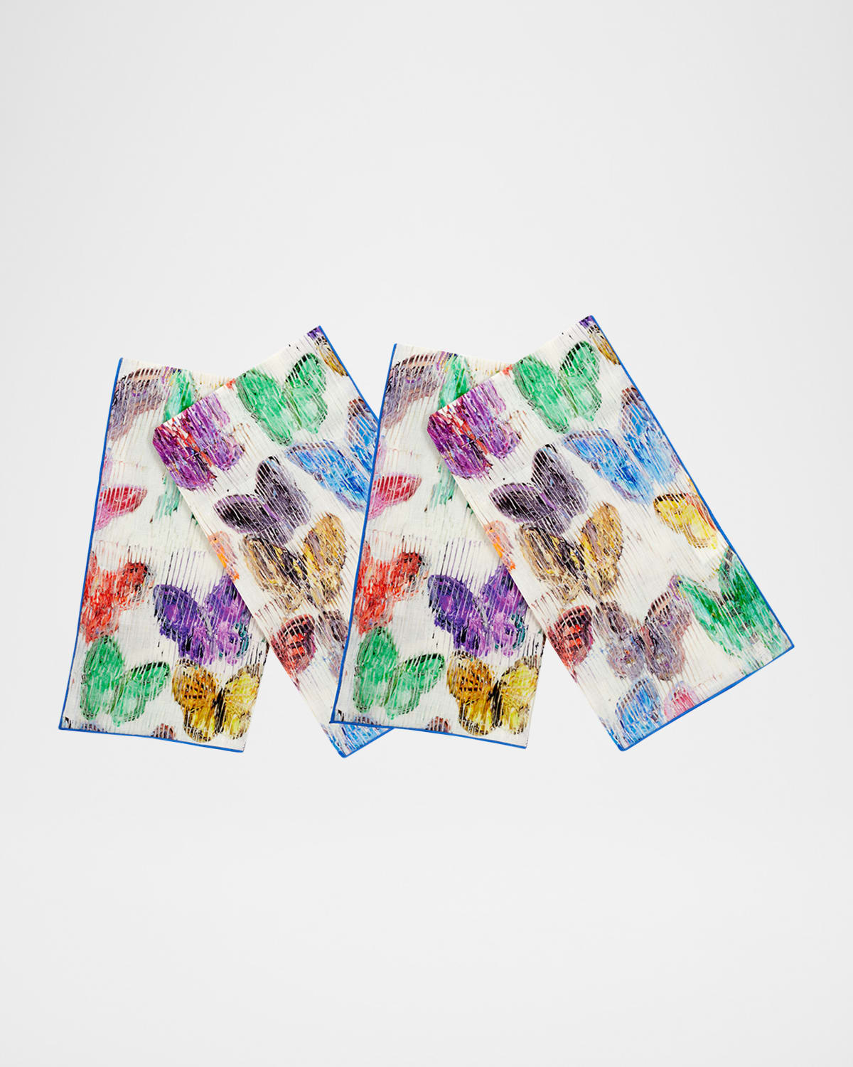 Hunt Slonem Spring Butterflies Printed Linen Dinner Napkin In Multi Color