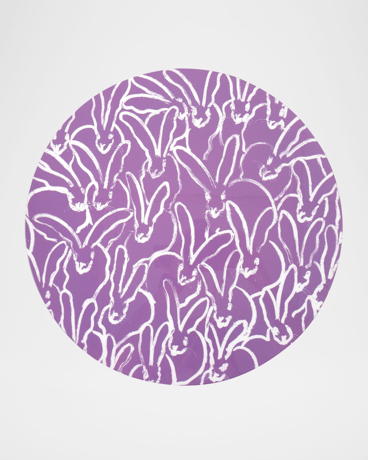 Hunt Slonem Rabbit Run Round Lacquer Placemat In Lilac
