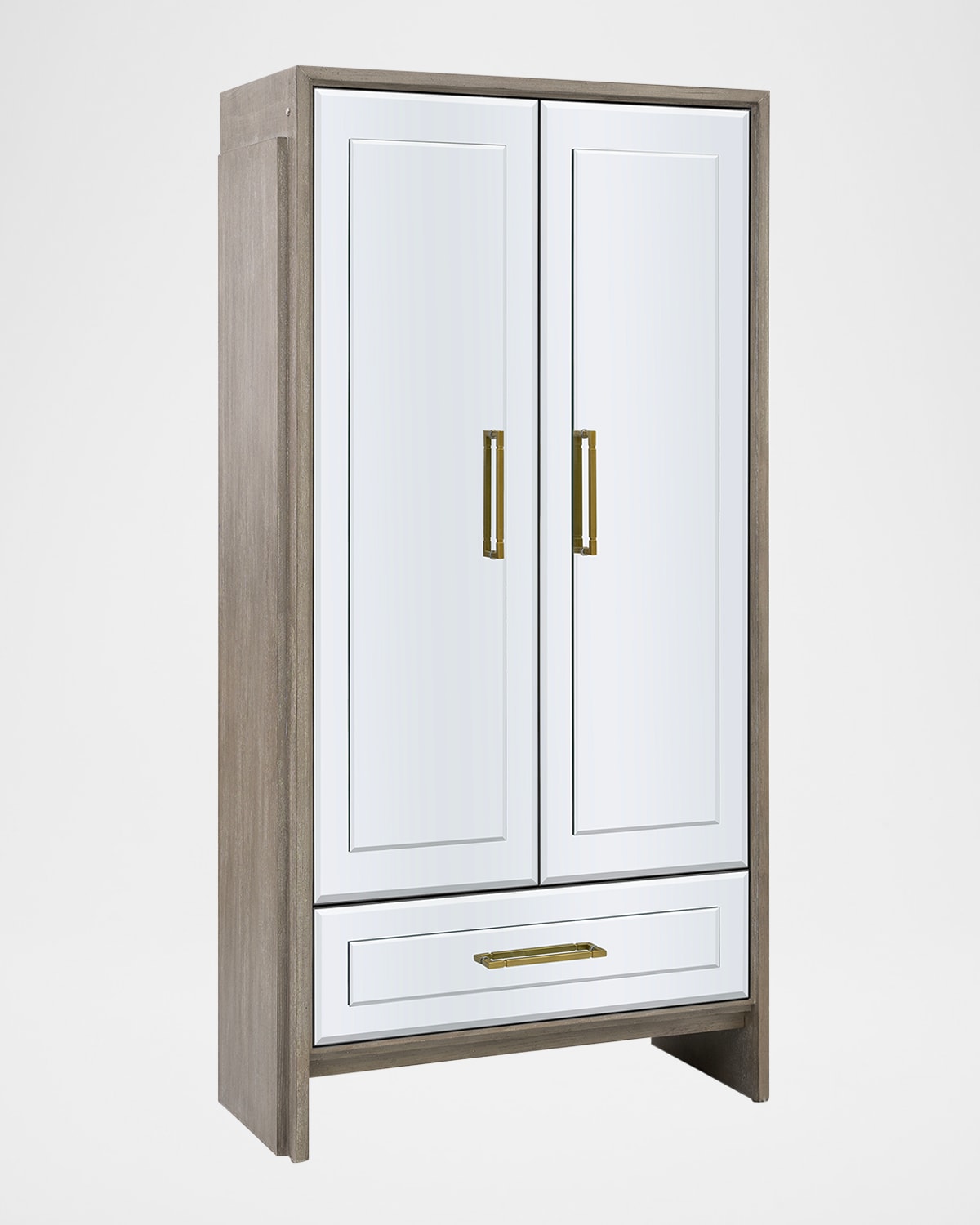 Katherine Noble By Bmc Lansing Tall Bar Cabinet In Grey Oak, Mirror