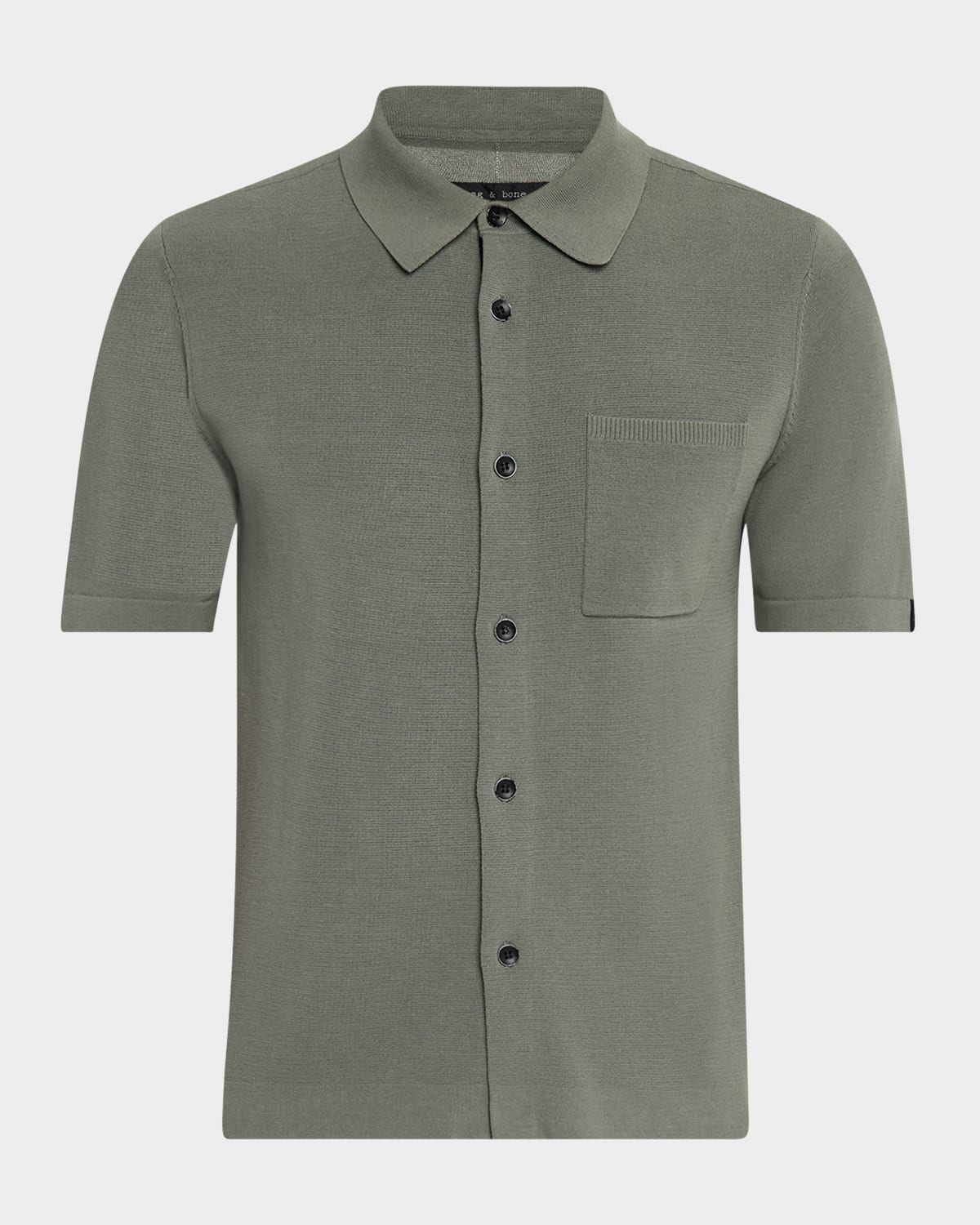 Rag & Bone Dalton Short Sleeve Knit Cotton Blend Button-up Shirt