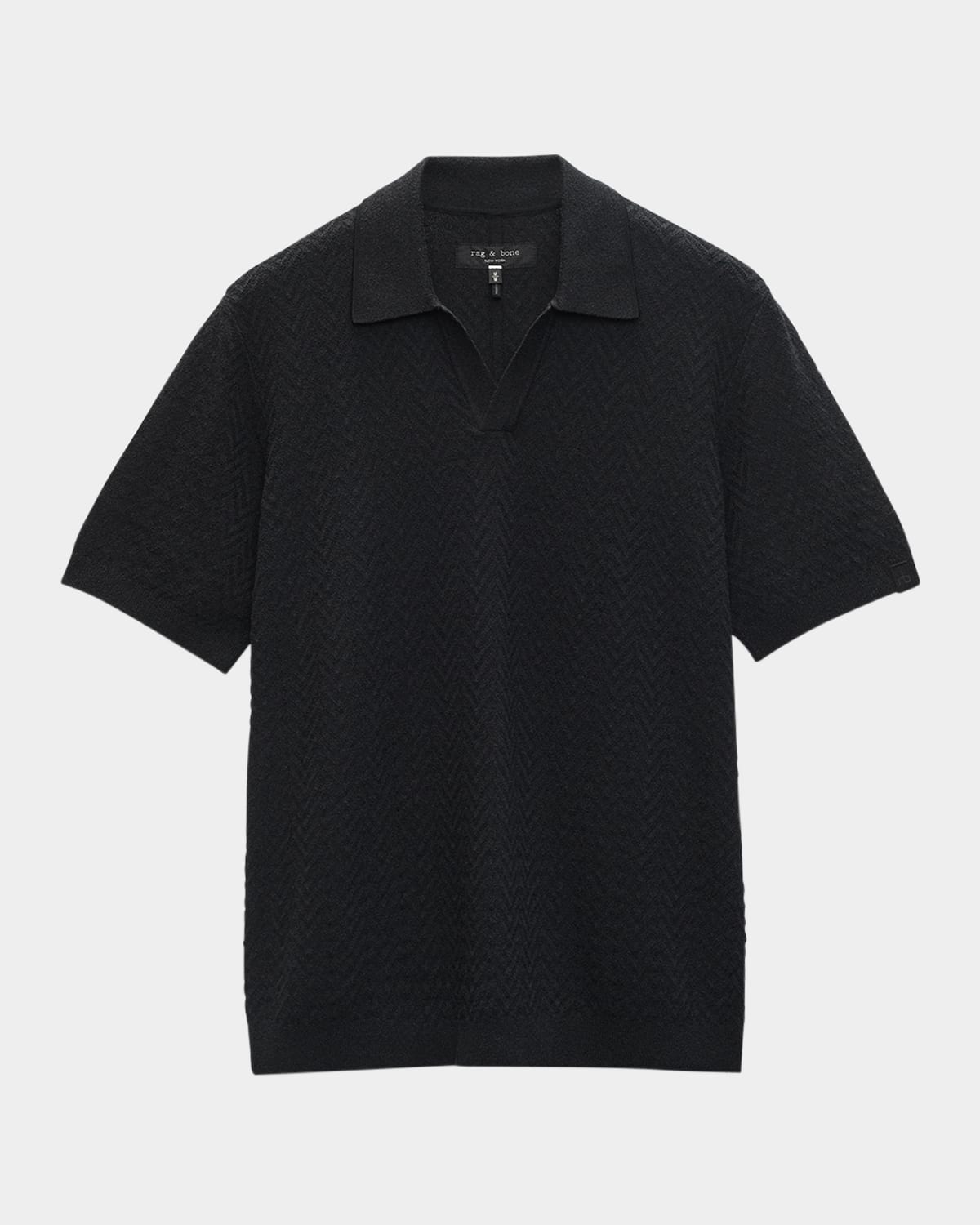 Rag & Bone Men's Zuma Toweling Herringbone Johnny Collar Polo Sweater