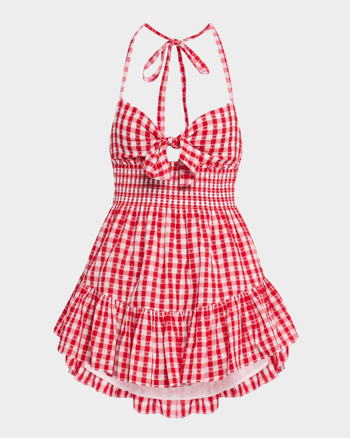 Loveshackfancy Trishelle Gingham Mini Dress In Red