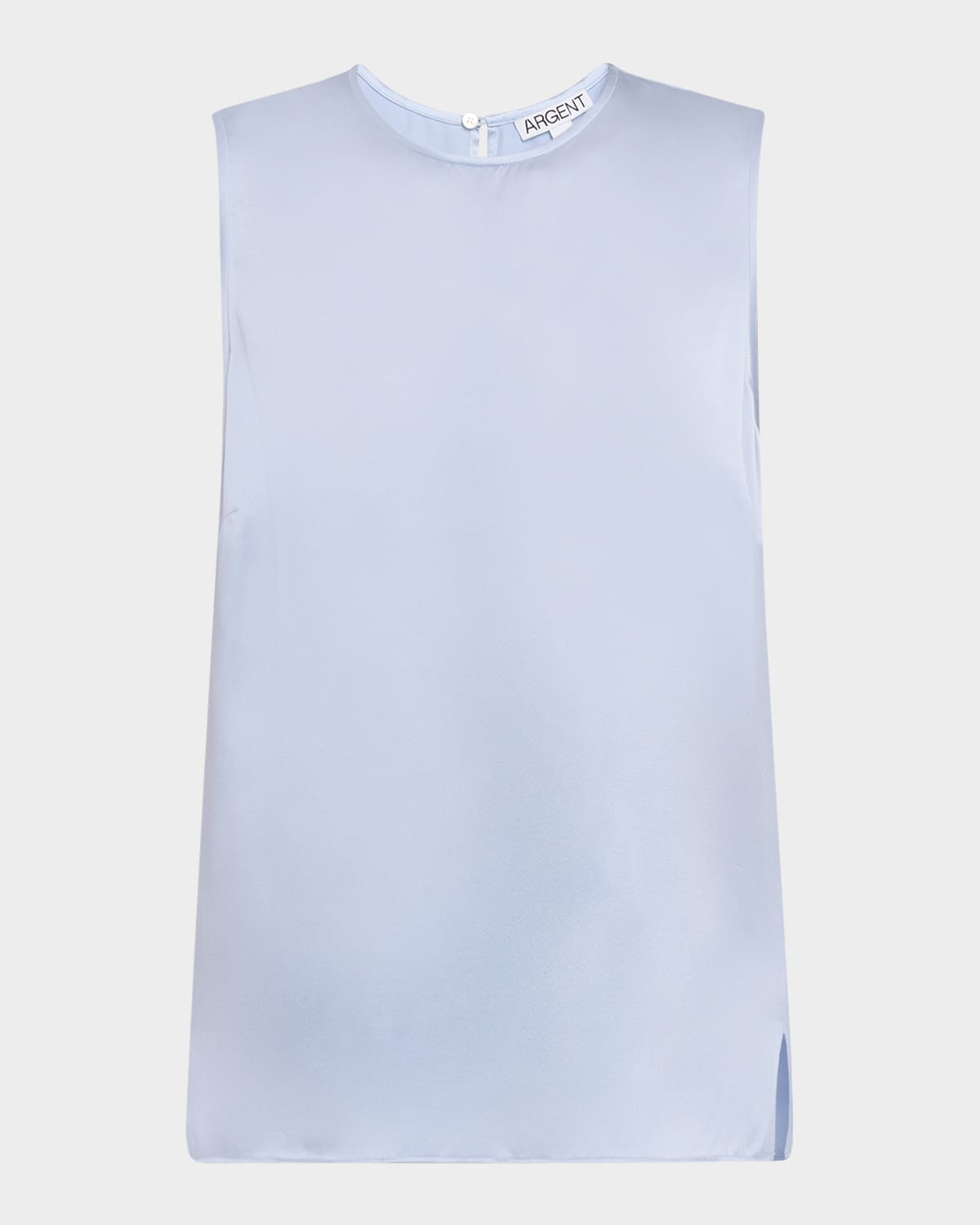 Crewneck Shiny Silk Charmeuse Tank