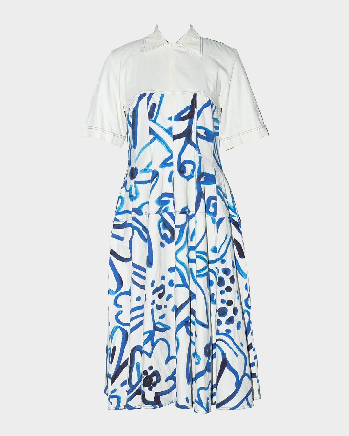 Atom Abstract-Print Cotton Midi Shirtdress