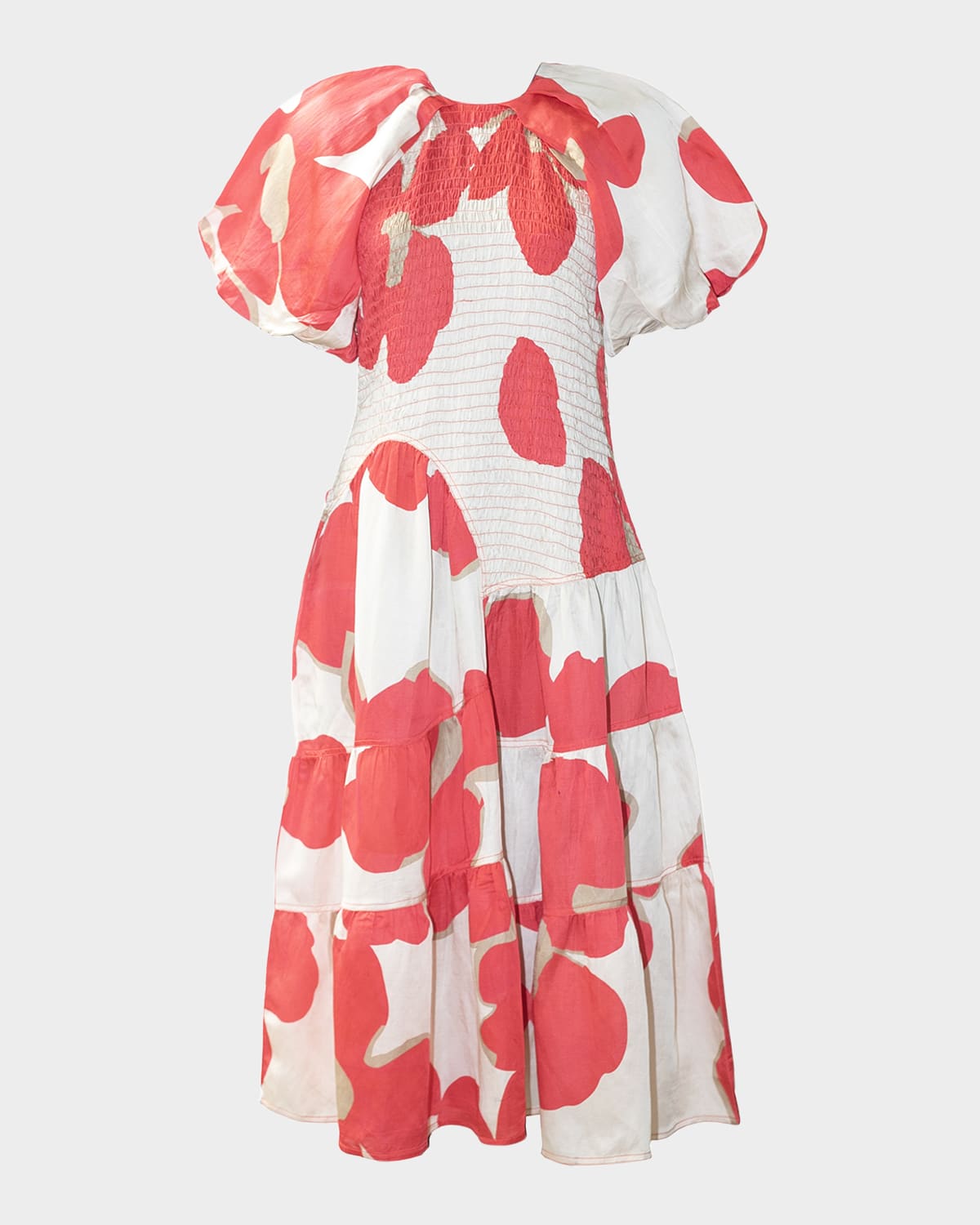 LOVEBIRDS Valencia Smocked Floral-Print Midi Dress