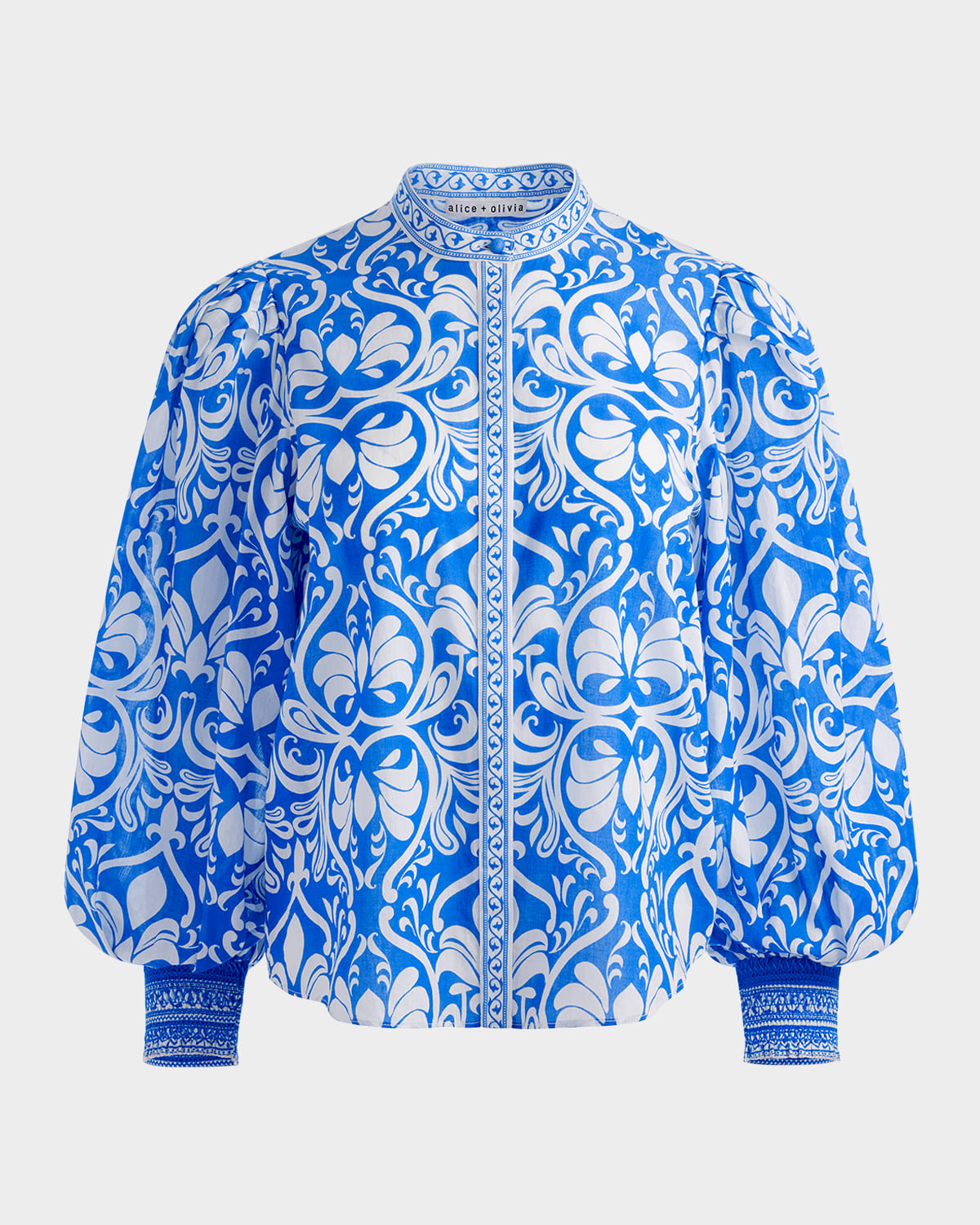 Shop Alice And Olivia April Pleated Blouson-sleeve Top