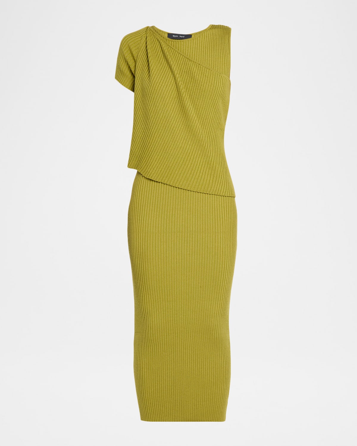 Wynn Hamlyn Shrug Rib-knit Midi Dress In Green