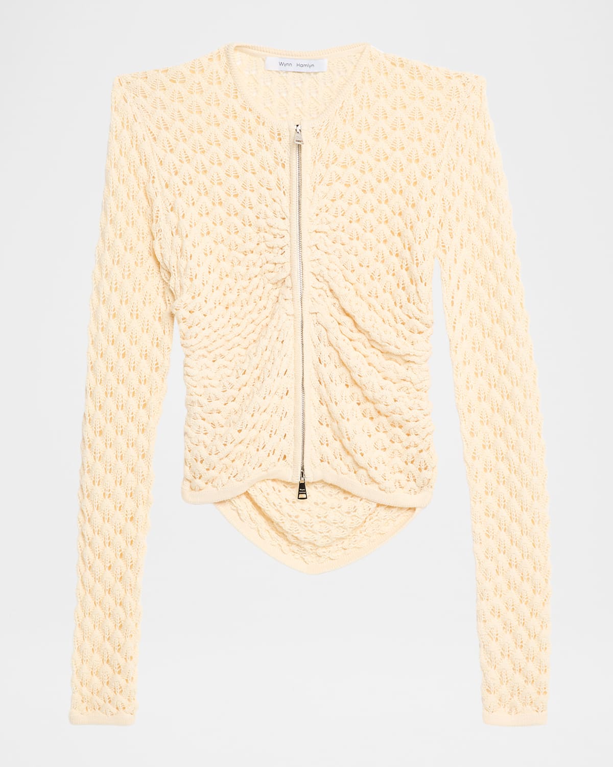 Wynn Hamlyn Pointelle Zip Cardigan In Brown