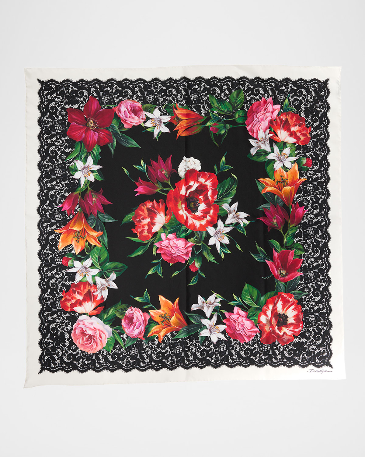 Floral Foulard Silk Scarf