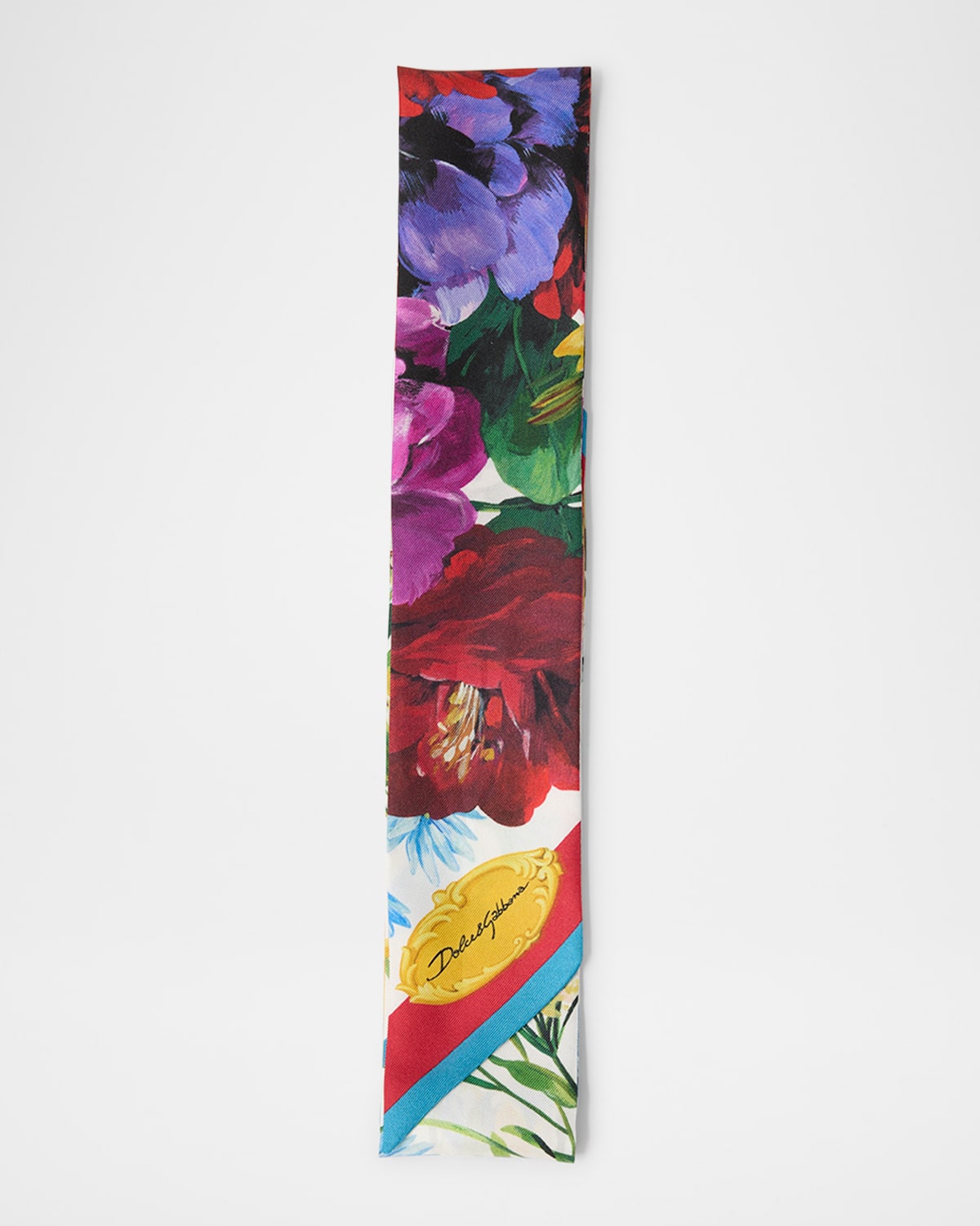 Dolce & Gabbana Floral Silk Twill Skinny Scarf