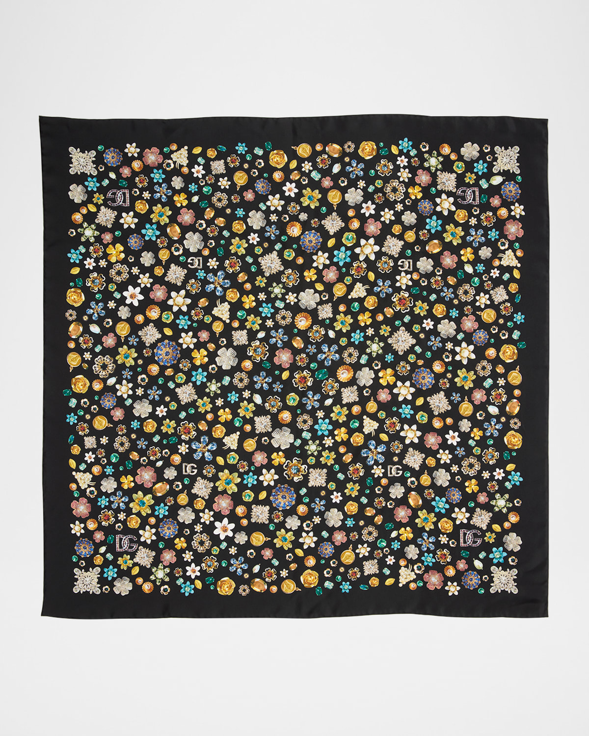 Floral Crystal Foulard Silk Scarf