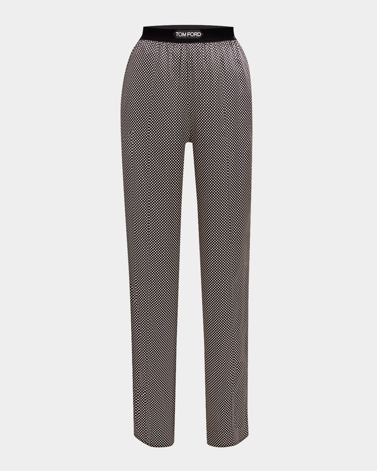 Tom Ford Polka Dot Print Stretch Satin Pajama Pants