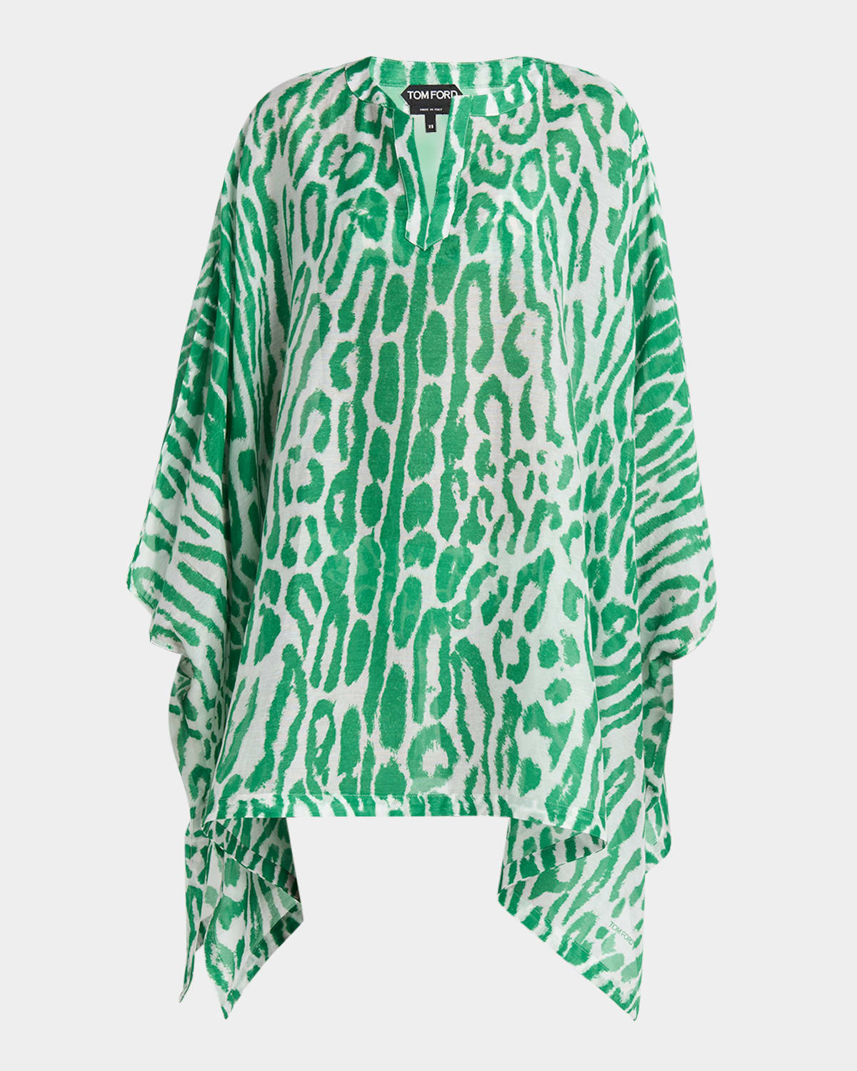 Ocelot-Print Cotton-Silk Mini Kaftan Dress