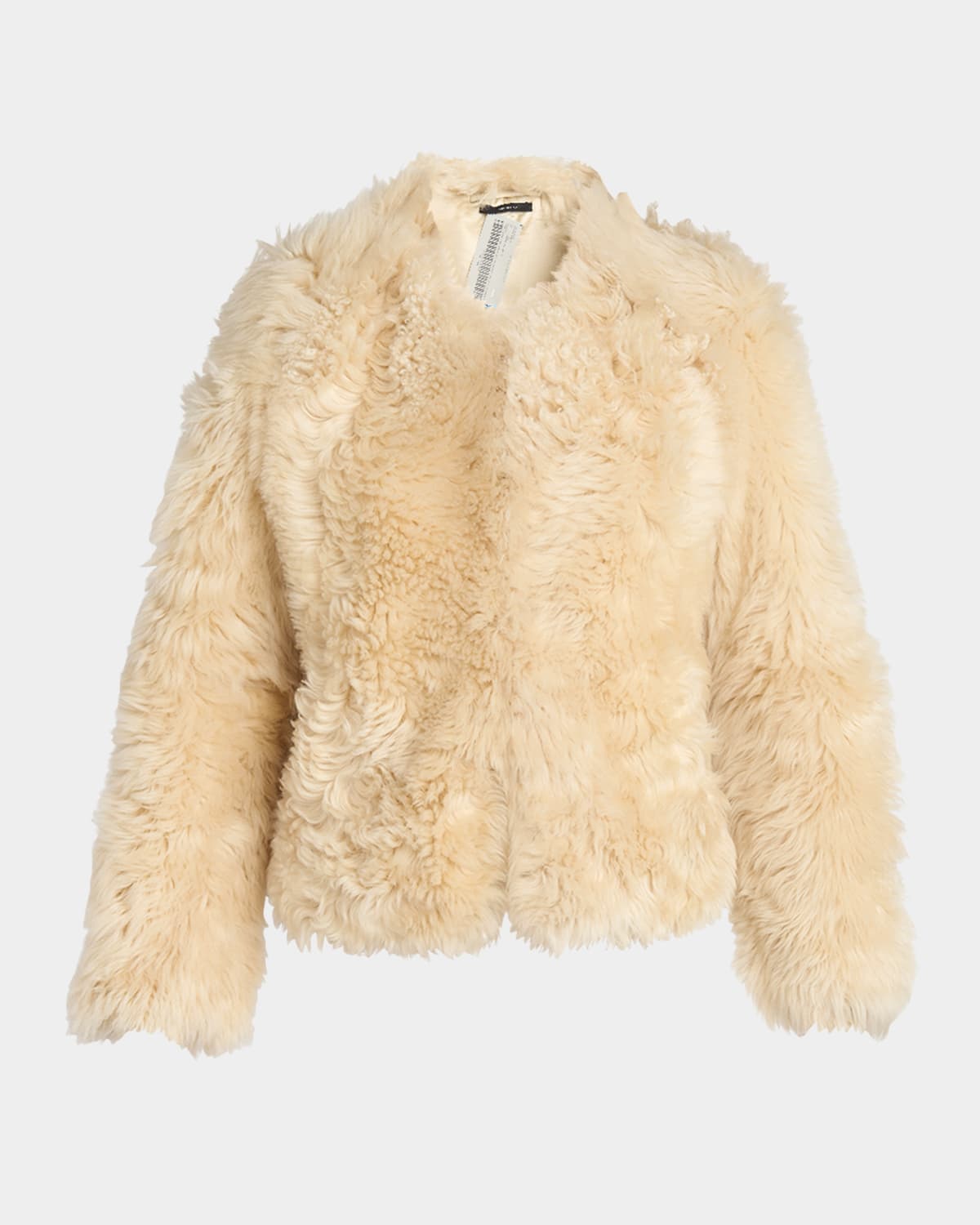 TOM FORD CURLY SHEEP SHEARLING COLLARLESS JACKET 