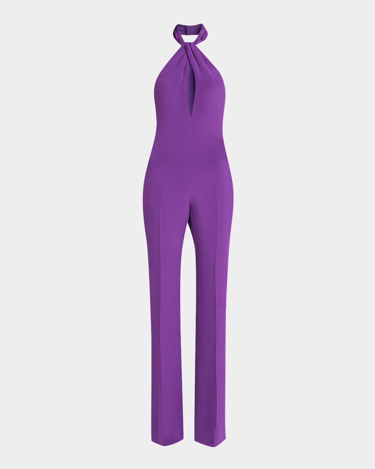 Tom Ford Silk Sable Halter Bootcut Jumpsuit